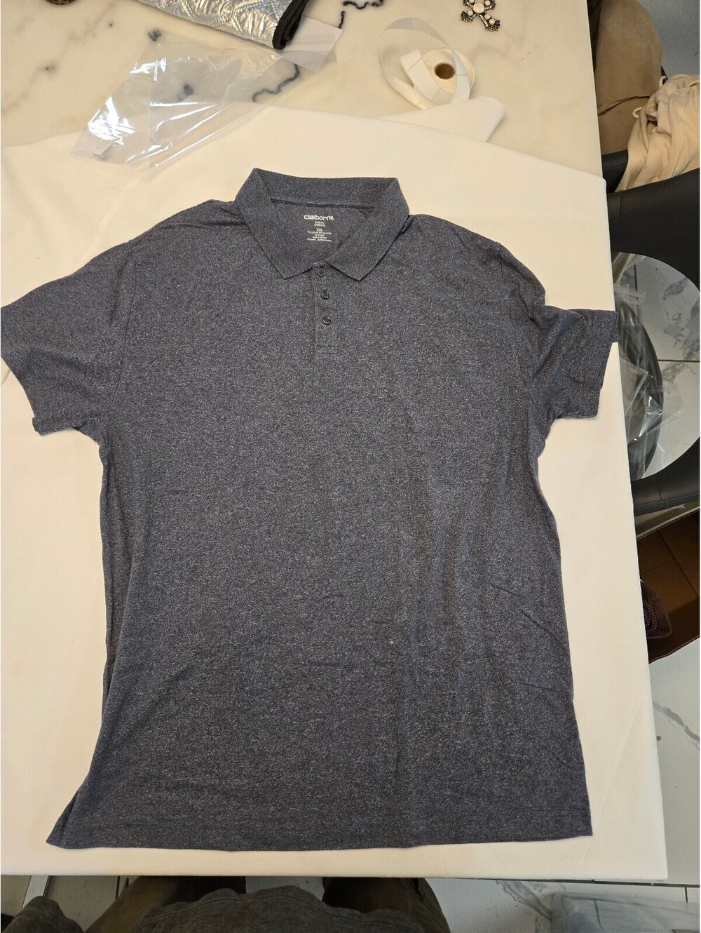 Claiborne Men's Slim Fit Stretch Polo Shirt XXL Blue